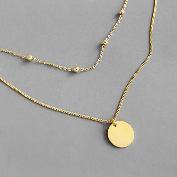 NEW Gold/Sterling Silver Coin Layered Necklace - Picture 8 of 13